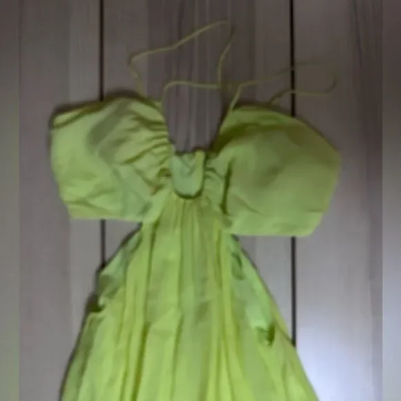 Nicole Miller Asymmetric Neck Silk Blend Slip Dress in Lemon - Size XL NWOT - Picture 11 of 11